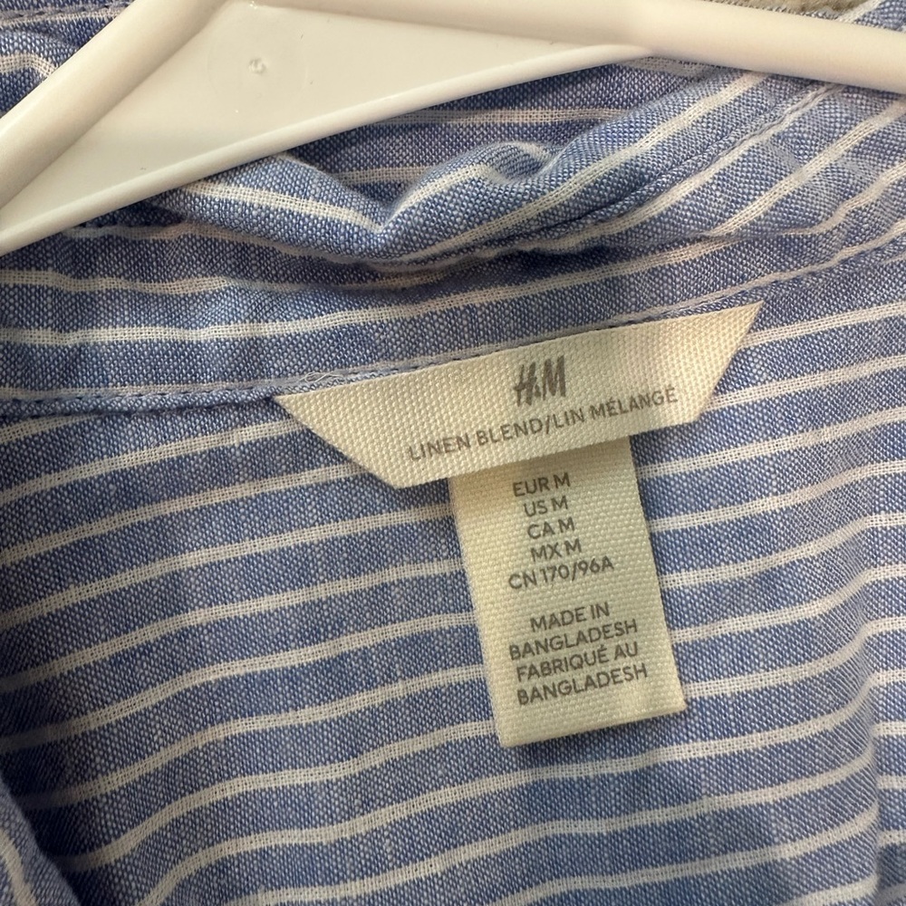 H&M Light Blue Striped Men's Linen Shirt